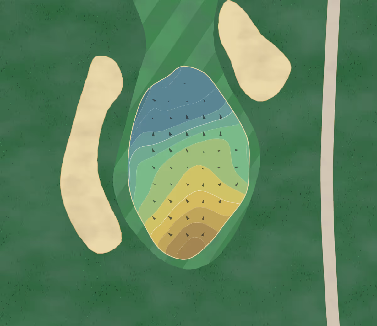 Green contour map of Countryside Golf in Naples, Florida — 154 elevation contours at a 3-inch interval with fall-line arrows, traced from 1-meter lidar