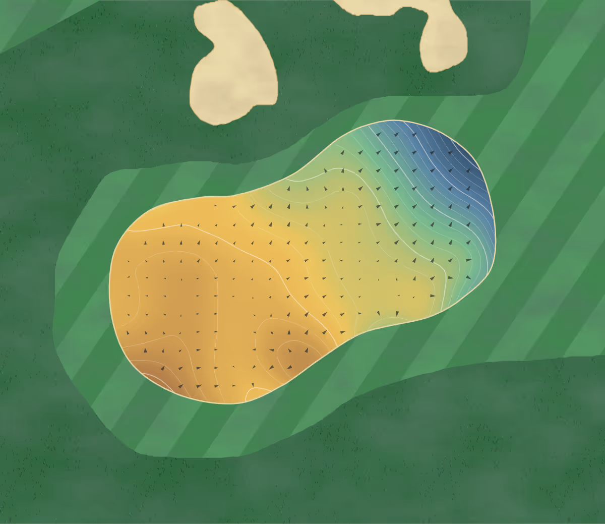 Green contour map of County Longford in Longford, Ireland: 221 elevation contours at a 8-centimeter interval with fall-line arrows, traced from 1-meter lidar