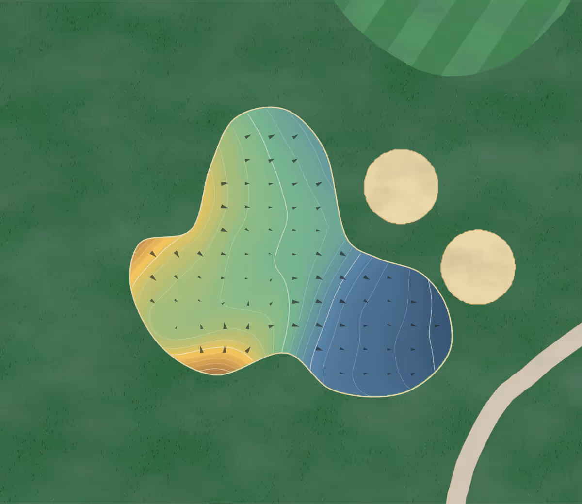 Green contour map of Cove View in Manti, Utah: 177 elevation contours at a 3-inch interval with fall-line arrows, traced from 1-meter lidar