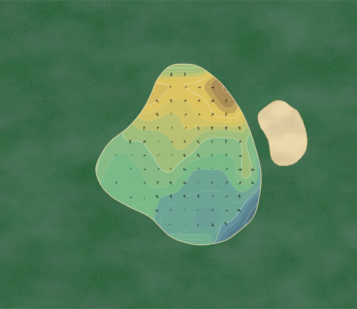 Green contour map of Cow Neck in Southampton, New York — 117 elevation contours at a 3-inch interval with fall-line arrows, traced from 1-meter lidar