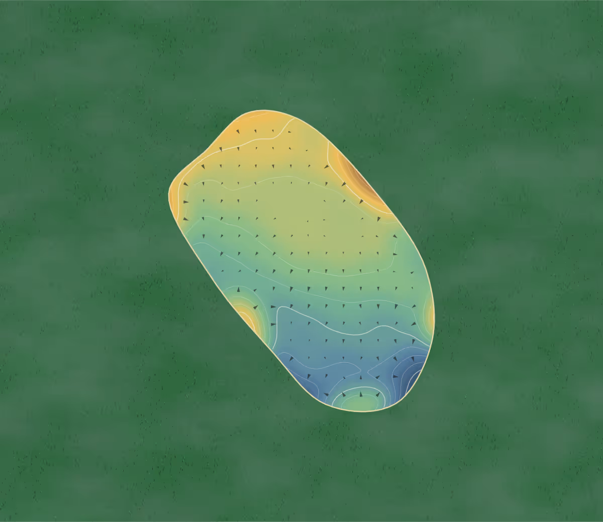 Green contour map of Cowdenbeath in Cowdenbeath, Scotland — 171 elevation contours at a 8-centimeter interval with fall-line arrows, traced from 1-meter lidar