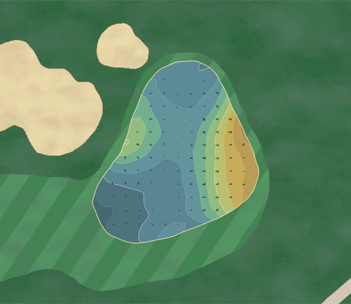 Green contour map of Coyote Creek in Ft. Lupton, Colorado — 188 elevation contours at a 3-inch interval with fall-line arrows, traced from 1-meter lidar