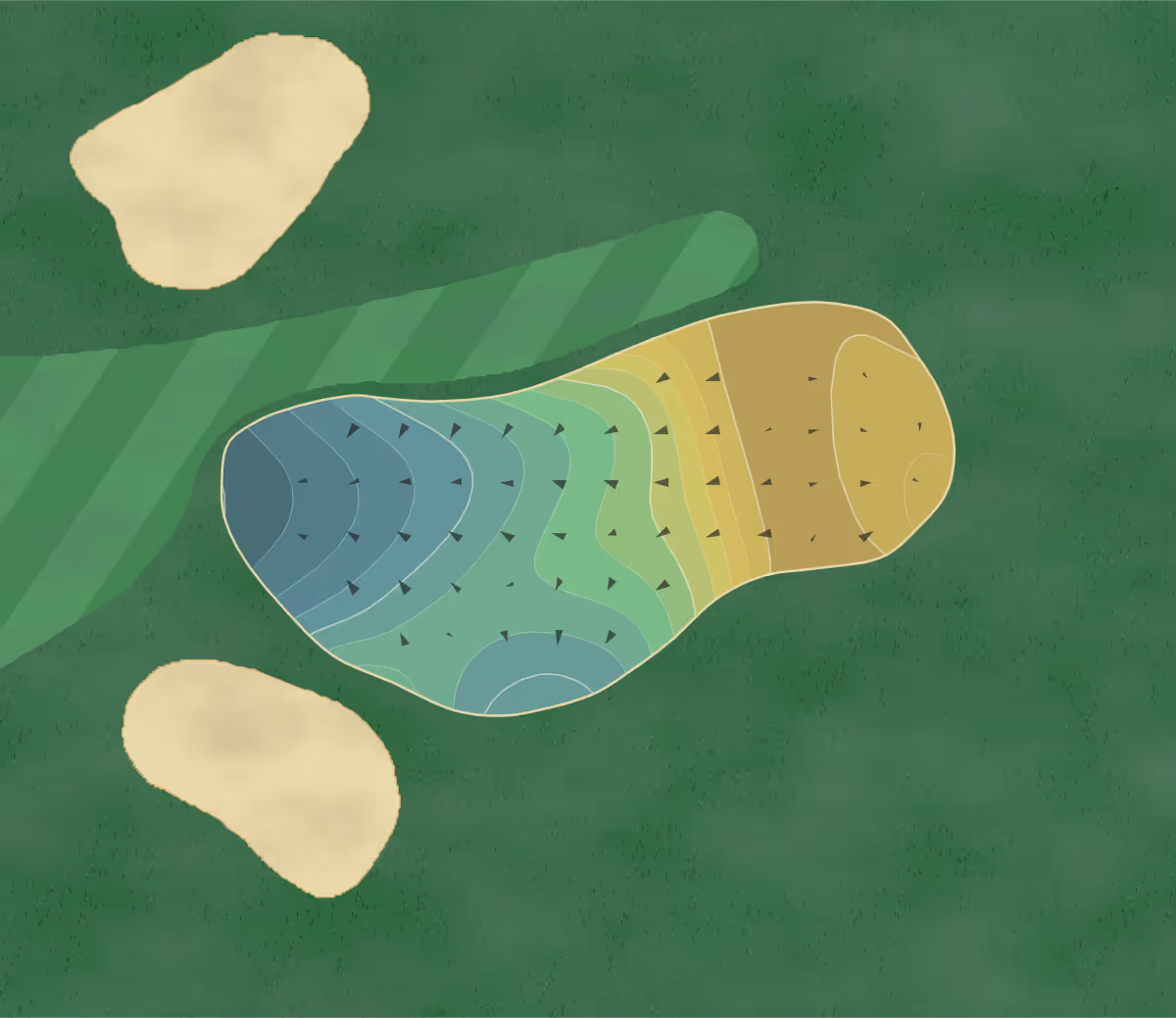 Green contour map of Coyote Lakes in Surprise, Arizona — 54 elevation contours at a 3-inch interval with fall-line arrows, traced from 1-meter lidar