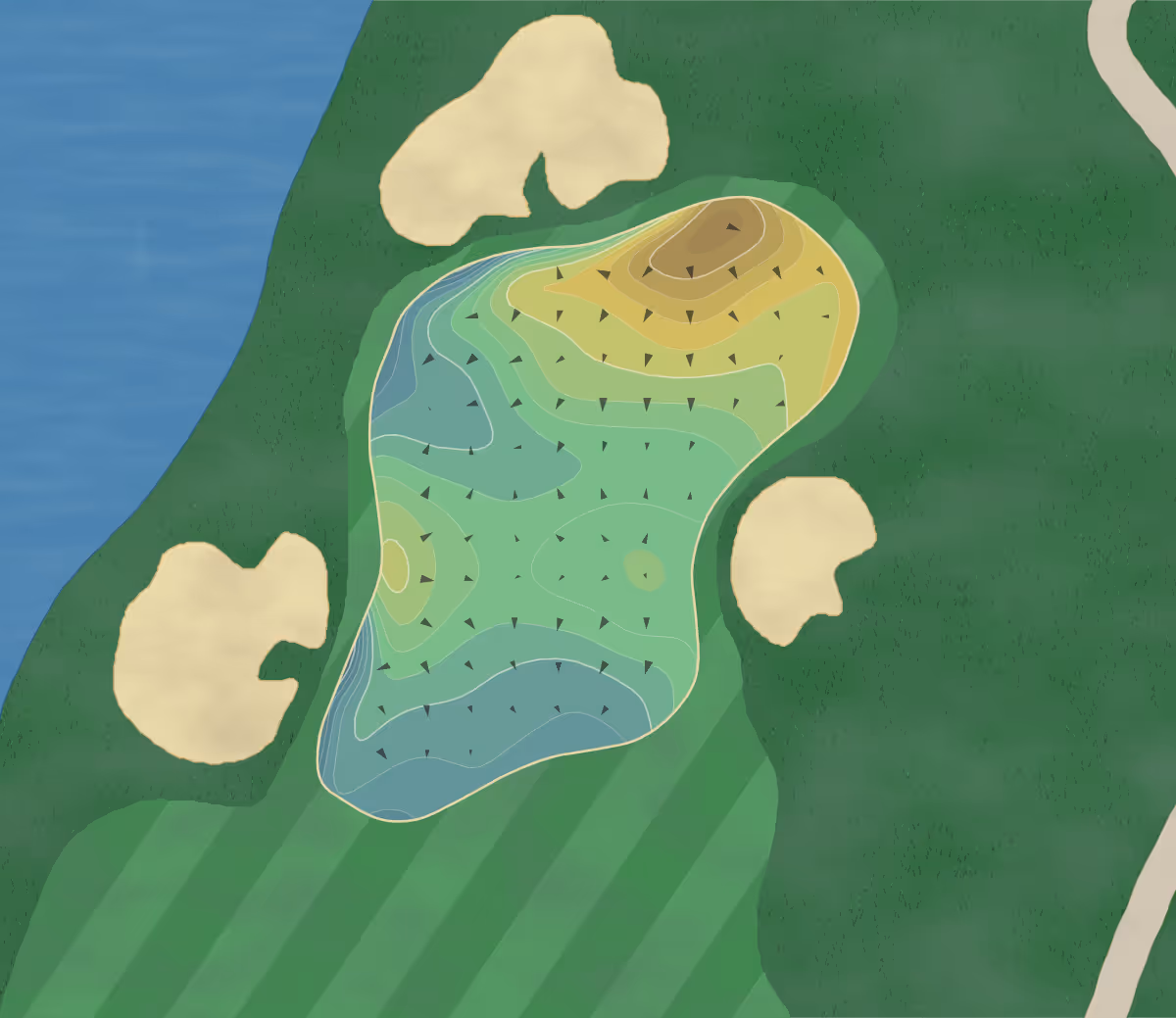 Green contour map of Coyote Springs in Coyote Springs, Nevada — 313 elevation contours at a 3-inch interval with fall-line arrows, traced from 1-meter lidar