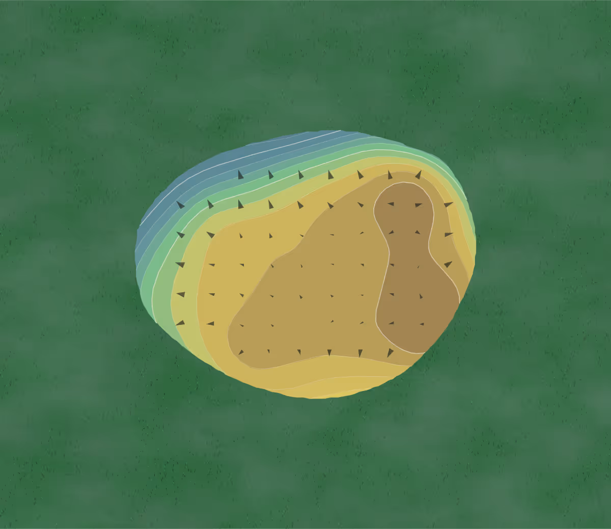 Green contour map of Crab Orchard in Carterville, Illinois — 168 elevation contours at a 3-inch interval with fall-line arrows, traced from 1-meter lidar