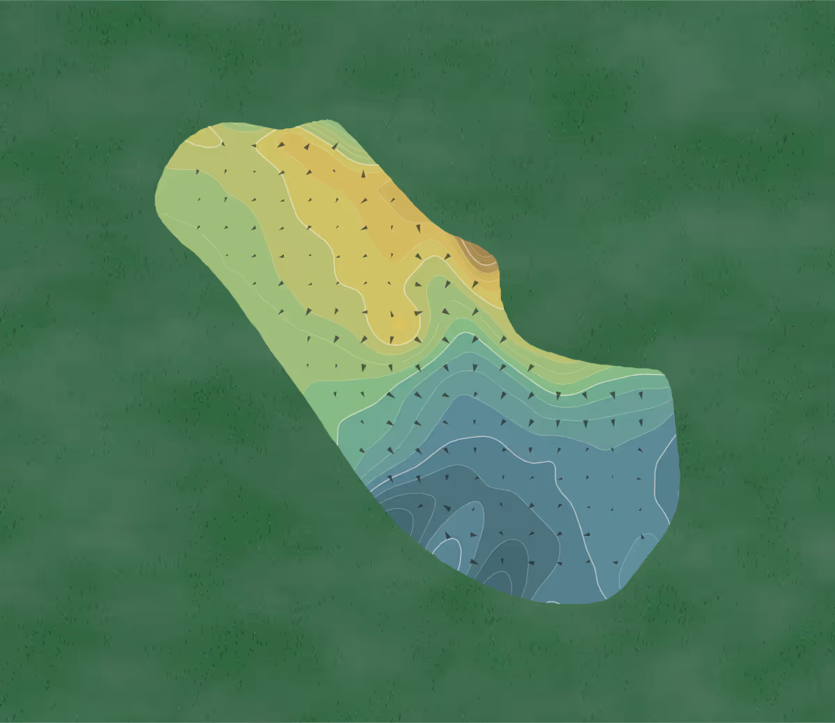 Green contour map of Craft Farms Cotton Creek in Gulf Shores, Alabama — 25 elevation contours at a 3-inch interval with fall-line arrows, traced from 1-meter lidar