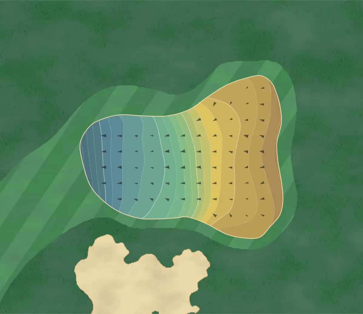 Green contour map of Crane Creek in Boise, Idaho — 182 elevation contours at a 3-inch interval with fall-line arrows, traced from 1-meter lidar