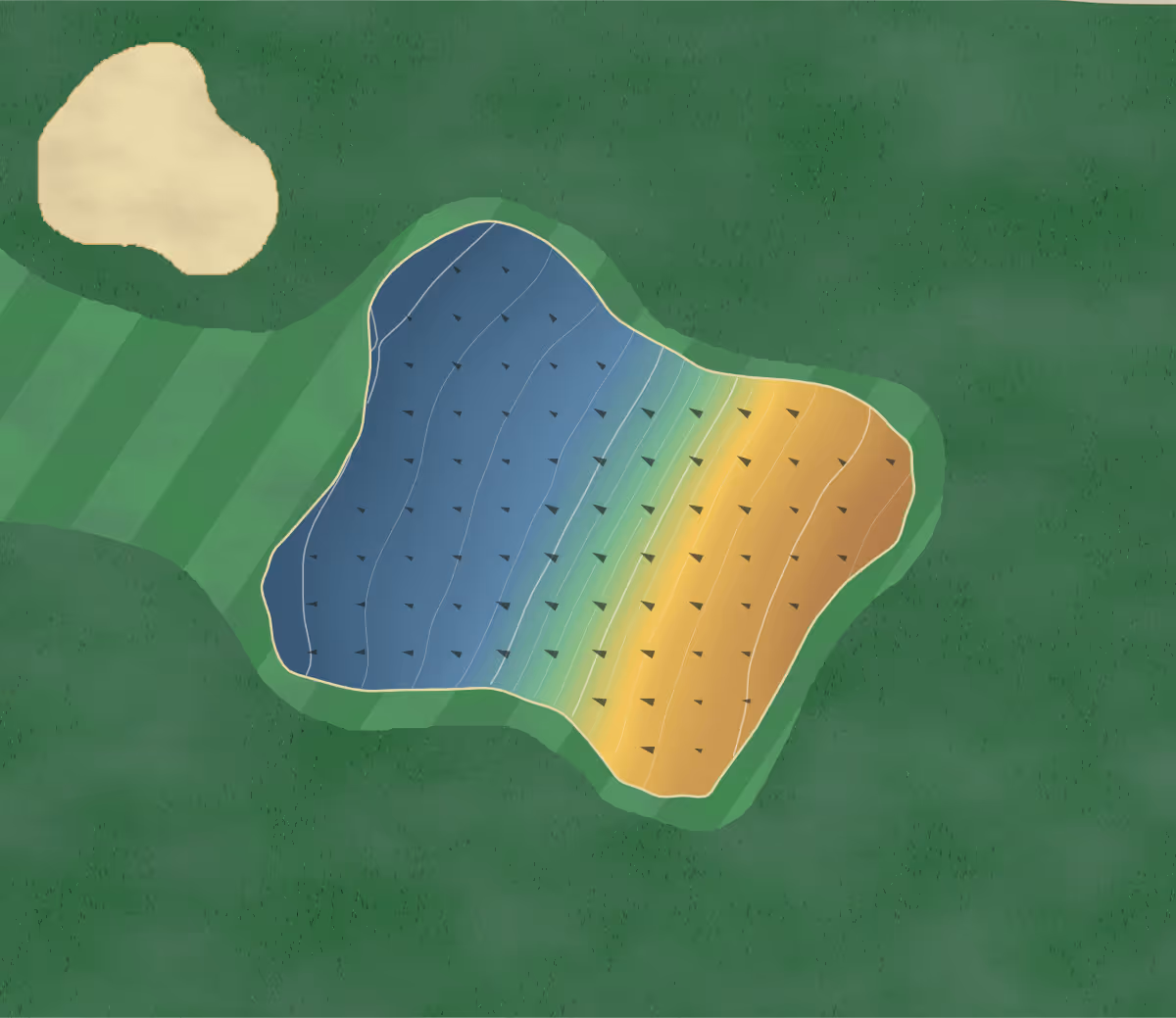 Green contour map of Crane Creek in Kilborne, Illinois: 185 elevation contours at a 3-inch interval with fall-line arrows, traced from 1-meter lidar