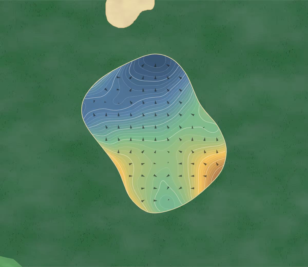 Green contour map of Creekside in Seymour, Tennessee: 337 elevation contours at a 3-inch interval with fall-line arrows, traced from 1-meter lidar