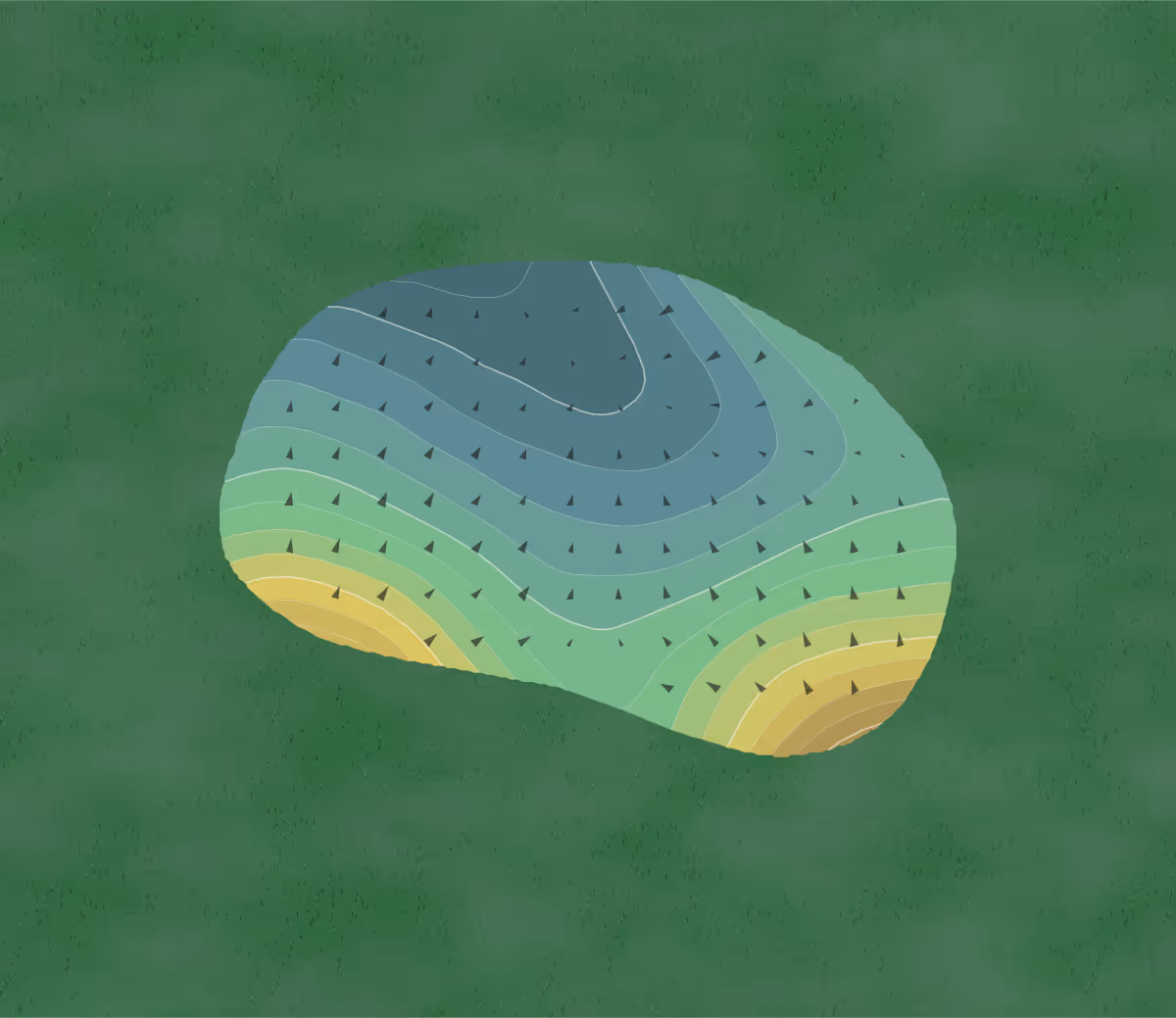 Green contour map of Crestwicke in Bloomington, Illinois — 235 elevation contours at a 3-inch interval with fall-line arrows, traced from 1-meter lidar