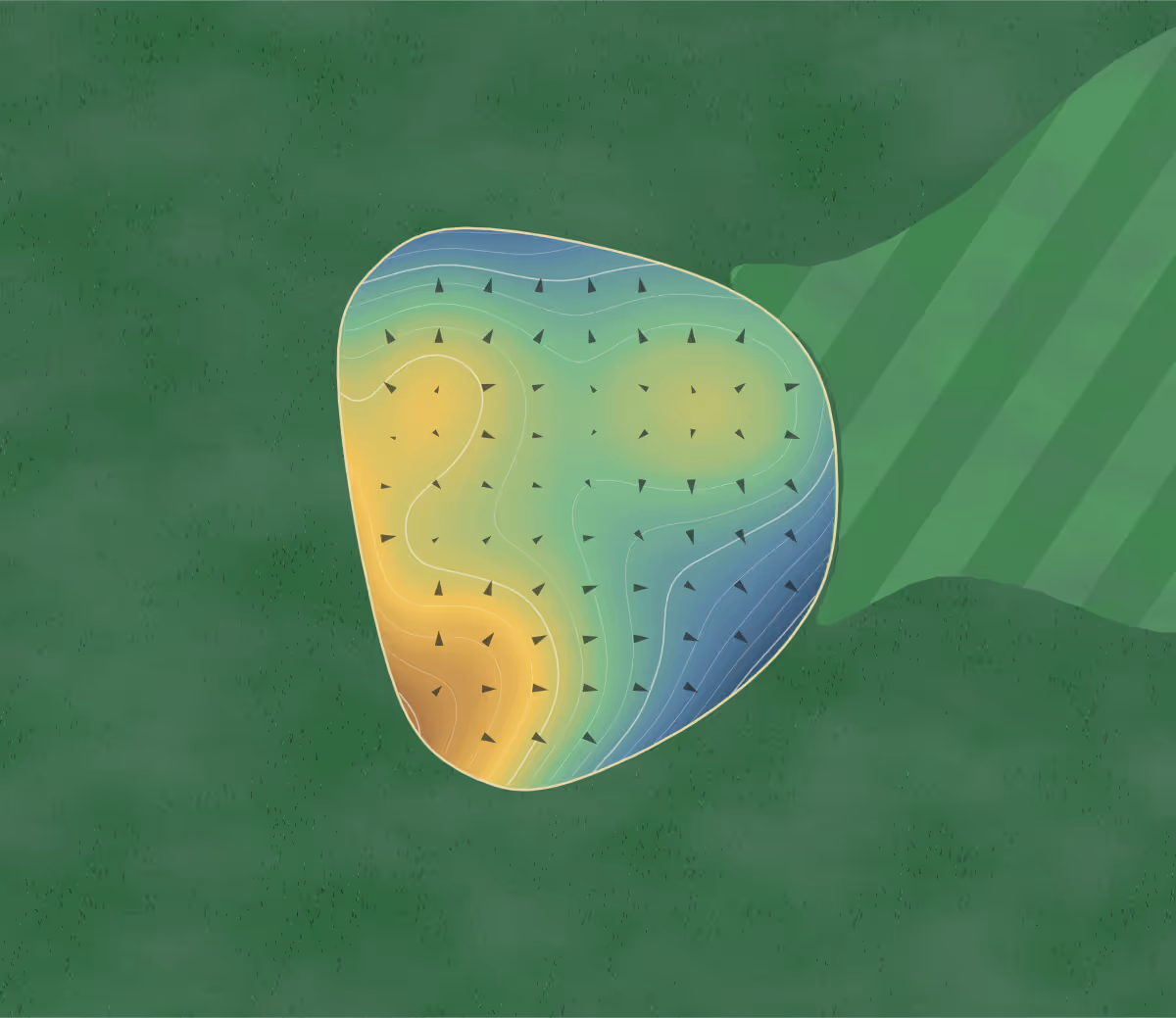 Green contour map of Cricket Ridge in Batesville, Indiana: 87 elevation contours at a 3-inch interval with fall-line arrows, traced from 1-meter lidar