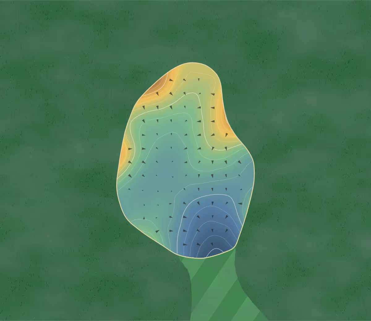 Green contour map of Cripple Creek in Dagsboro, Delaware — 126 elevation contours at a 3-inch interval with fall-line arrows, traced from 1-meter lidar