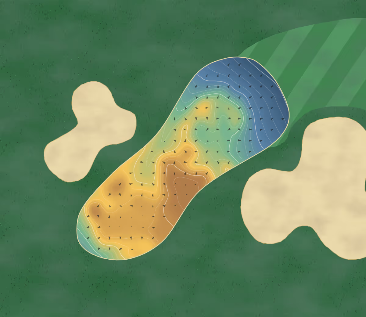 Green contour map of Cristal in Saint-Rosaire, Canada: 204 elevation contours at a 8-centimeter interval with fall-line arrows, traced from 1-meter lidar