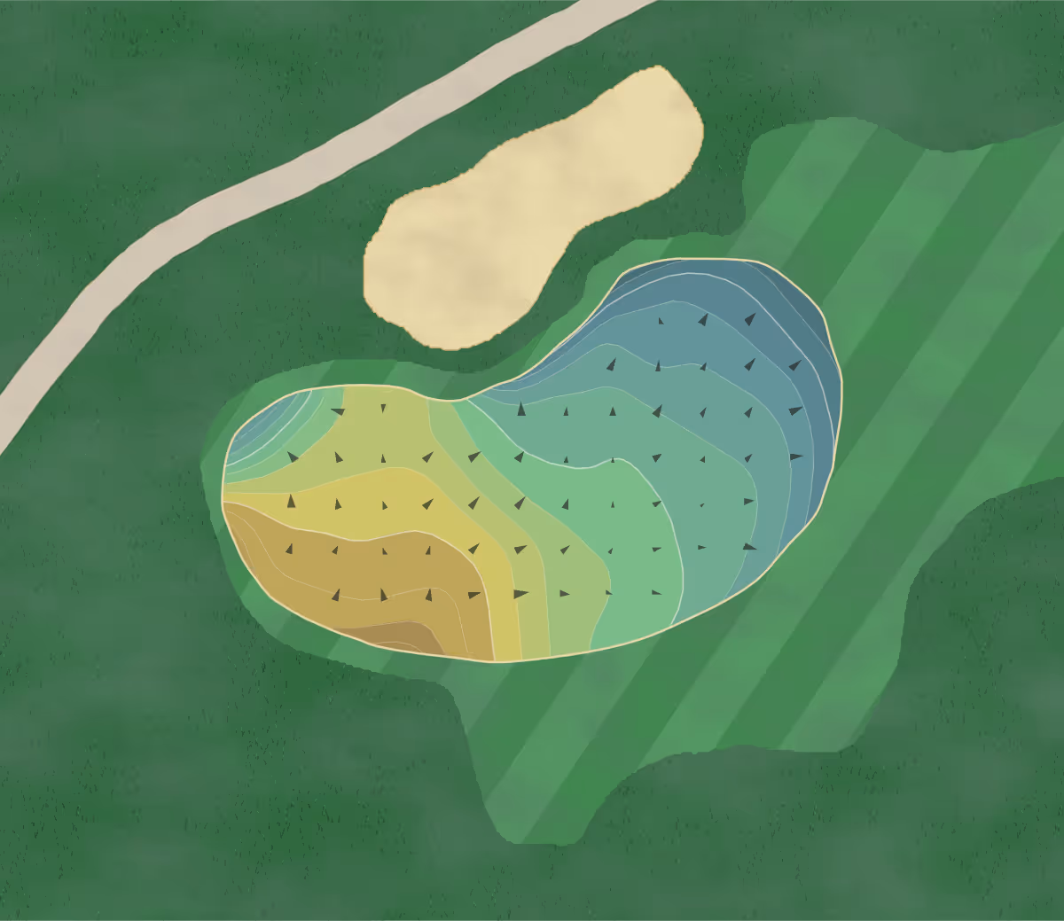 Green contour map of Cronin's in Warrensburg, New York — 189 elevation contours at a 3-inch interval with fall-line arrows, traced from 1-meter lidar