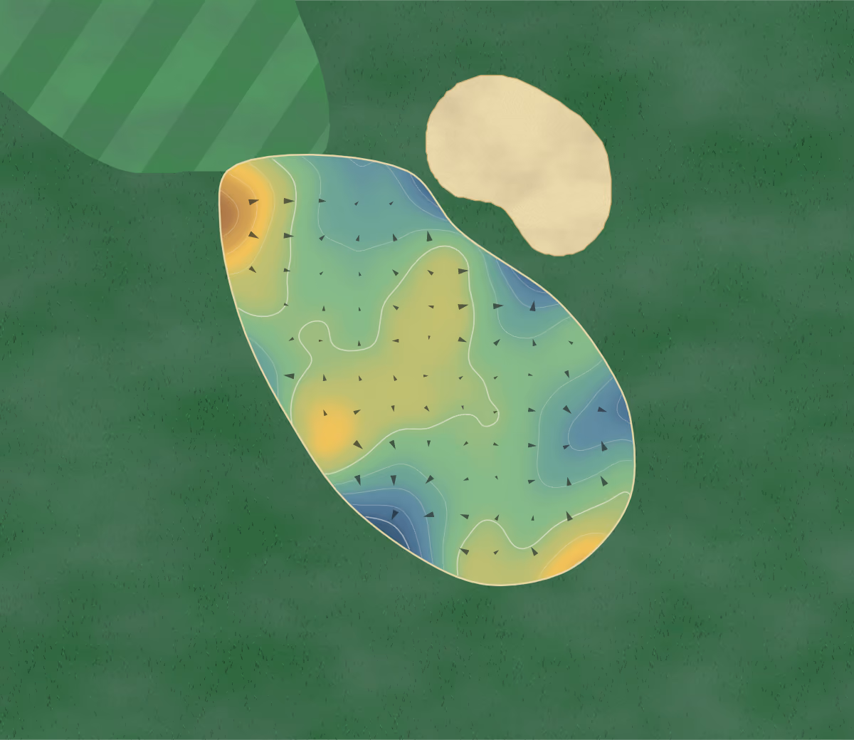 Green contour map of Crooked Creek in London, Kentucky: 205 elevation contours at a 3-inch interval with fall-line arrows, traced from 1-meter lidar