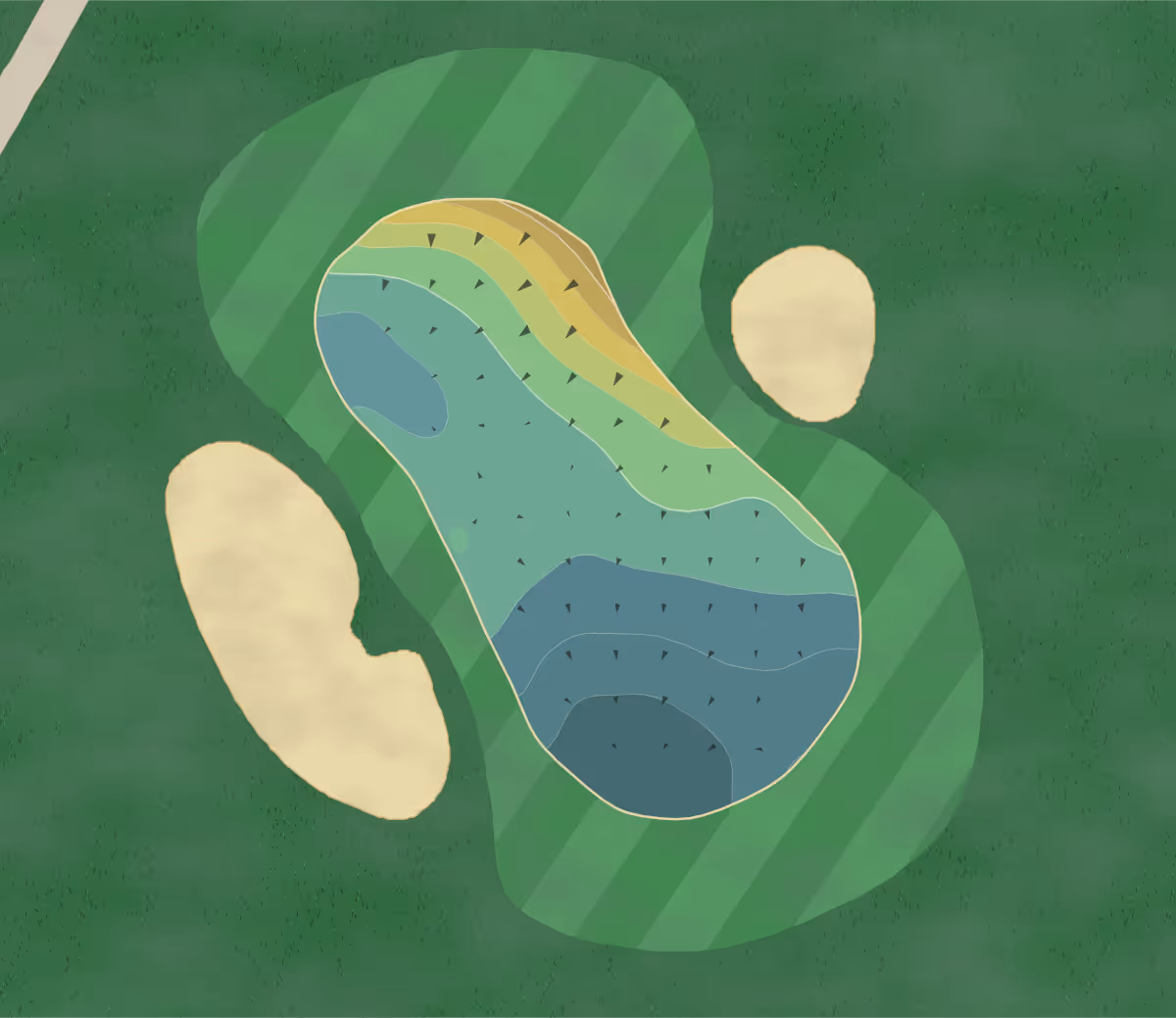 Green contour map of Crystal Lake in Hampton, Georgia — 137 elevation contours at a 3-inch interval with fall-line arrows, traced from 1-meter lidar