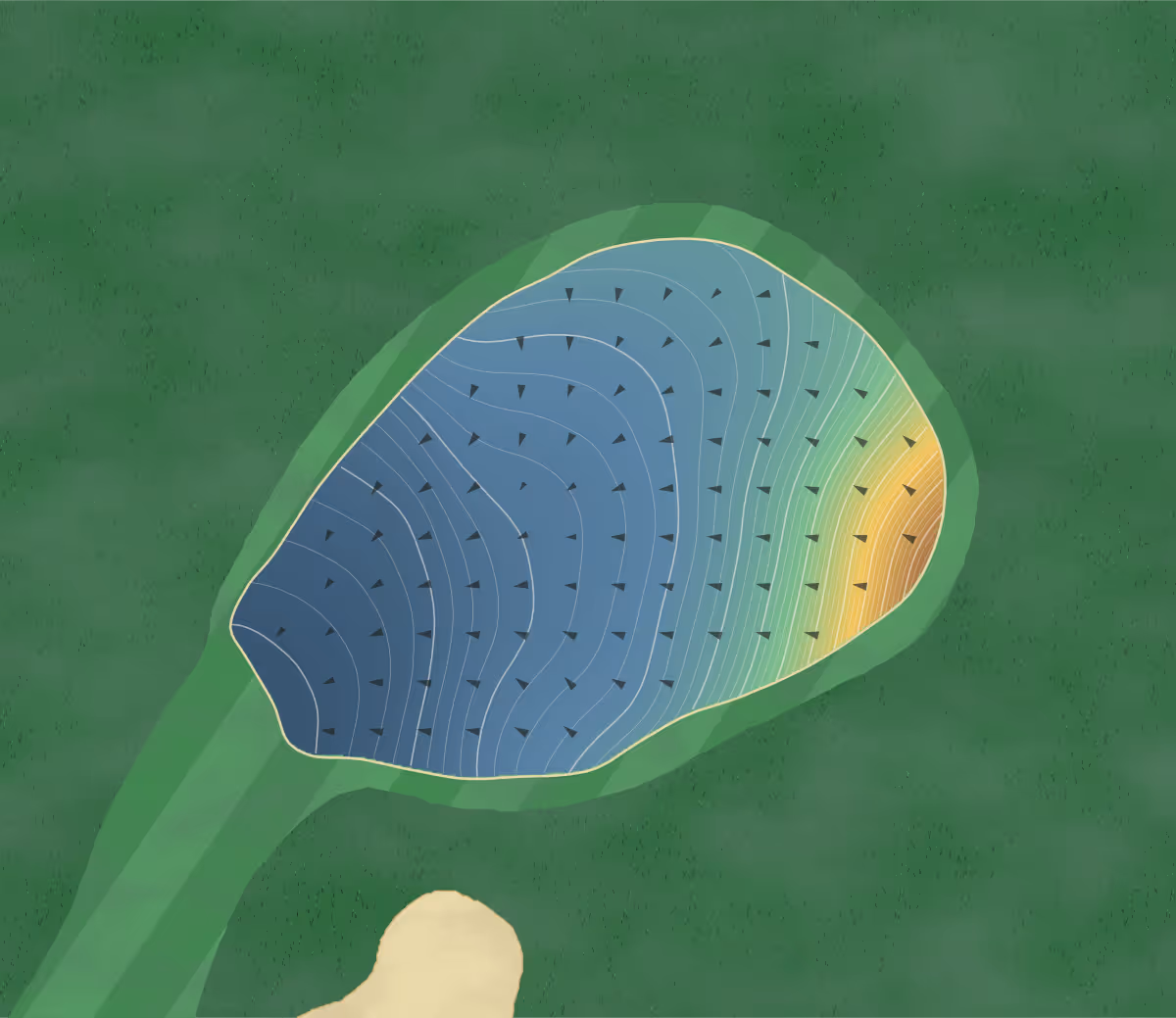 Green contour map of Crystal Lake in Honeoye, New York — 214 elevation contours at a 3-inch interval with fall-line arrows, traced from 1-meter lidar