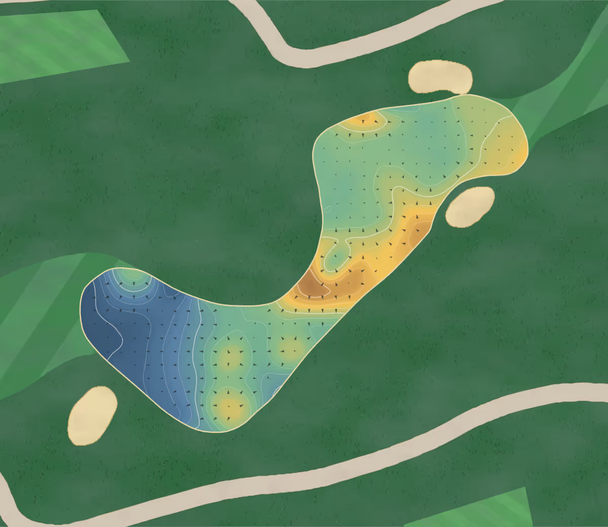 Green contour map of Cultus Lake in Cultus Lake, Canada — 147 elevation contours at a 8-centimeter interval with fall-line arrows, traced from 1-meter lidar