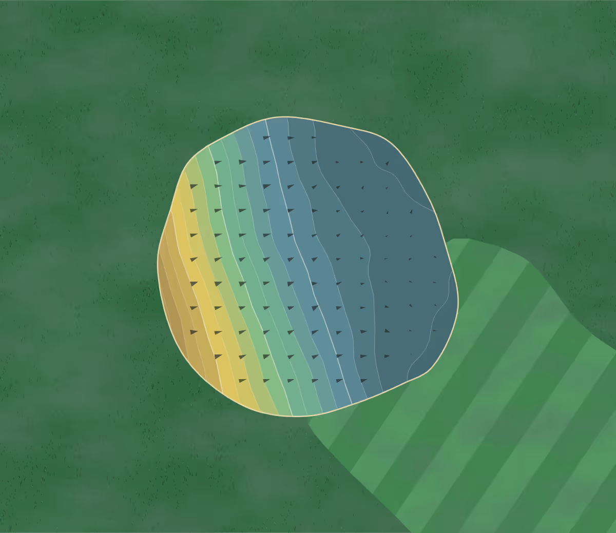 Green contour map of Currie Park in Wauwatosa, Wisconsin — 161 elevation contours at a 3-inch interval with fall-line arrows, traced from 1-meter lidar