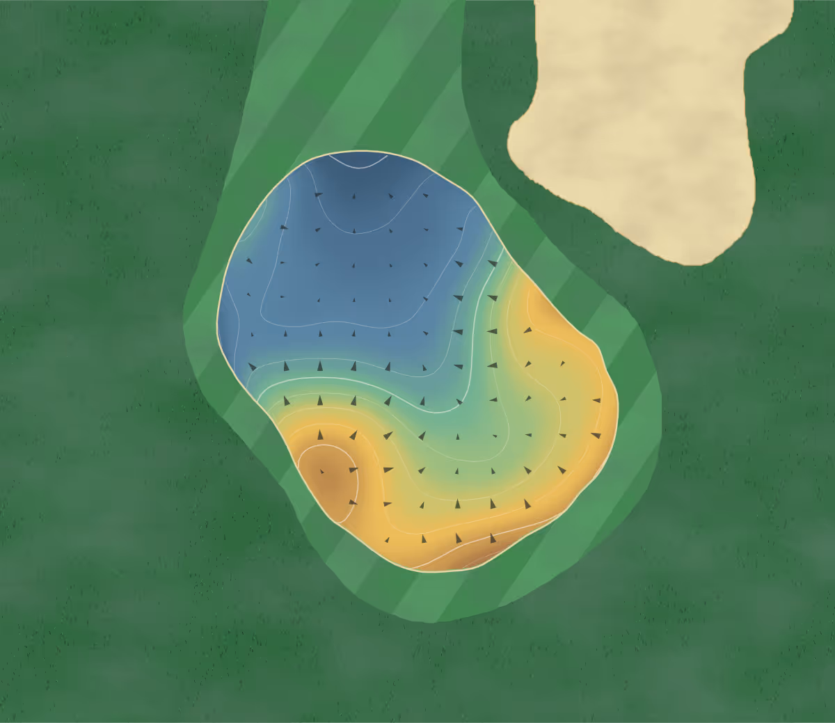 Green contour map of Currituck Club in Corolla, North Carolina — 10 elevation contours at a 3-inch interval with fall-line arrows, traced from 1-meter lidar