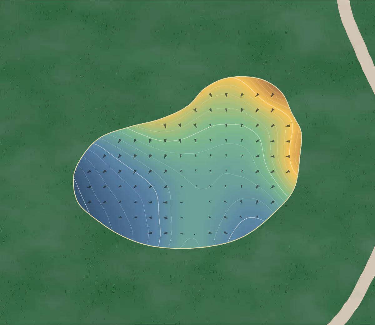 Green contour map of Cyprian Keyes in Boylston, Massachusetts — 166 elevation contours at a 3-inch interval with fall-line arrows, traced from 1-meter lidar