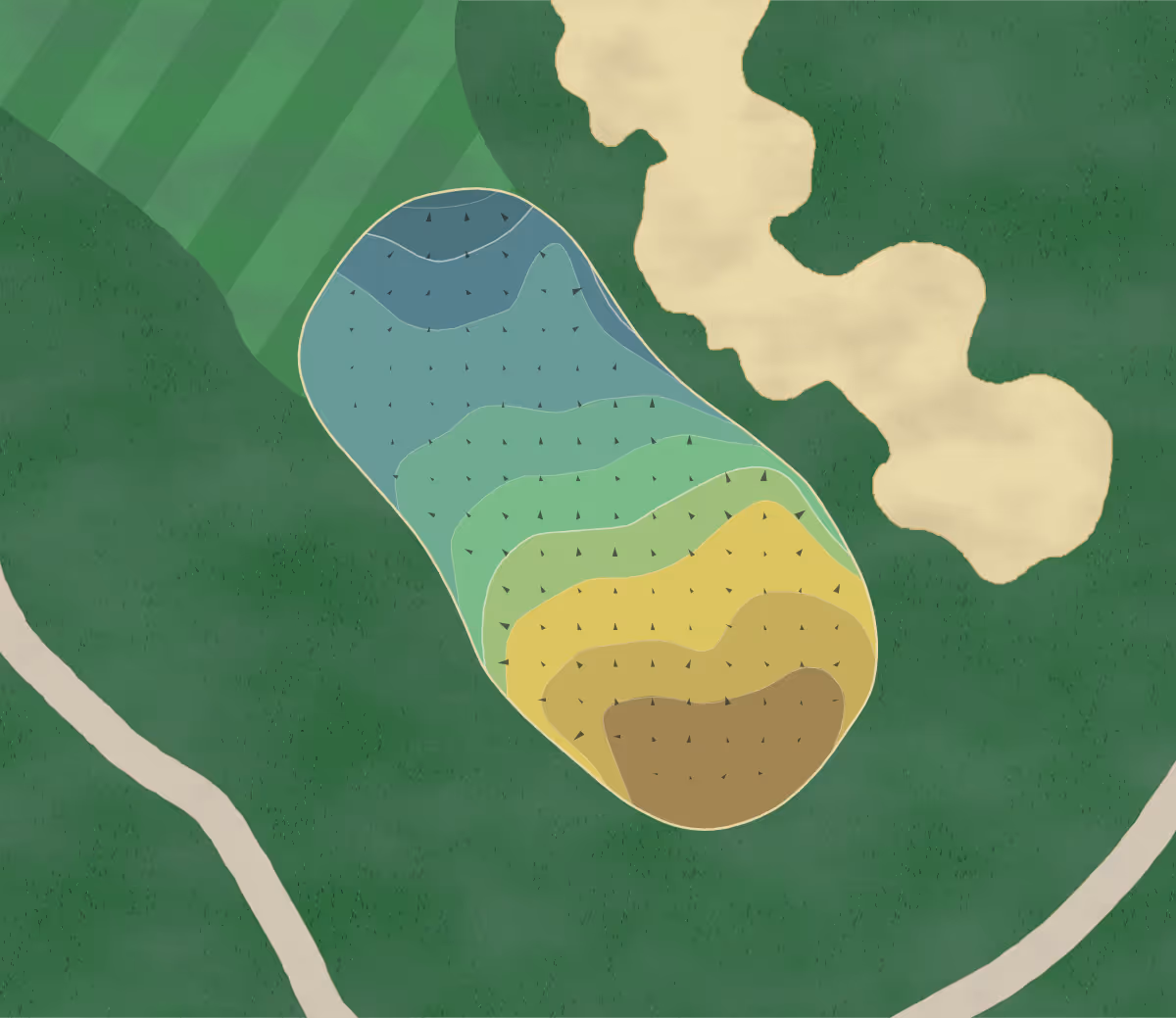 Green contour map of Dacotah Ridge in Morton, Minnesota — 206 elevation contours at a 3-inch interval with fall-line arrows, traced from 1-meter lidar