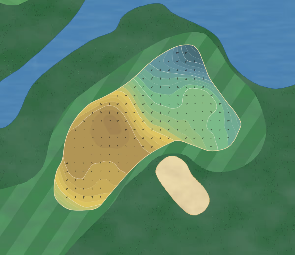 Green contour map of Dakota Winds in Hankinson, North Dakota — 216 elevation contours at a 3-inch interval with fall-line arrows, traced from 1-meter lidar