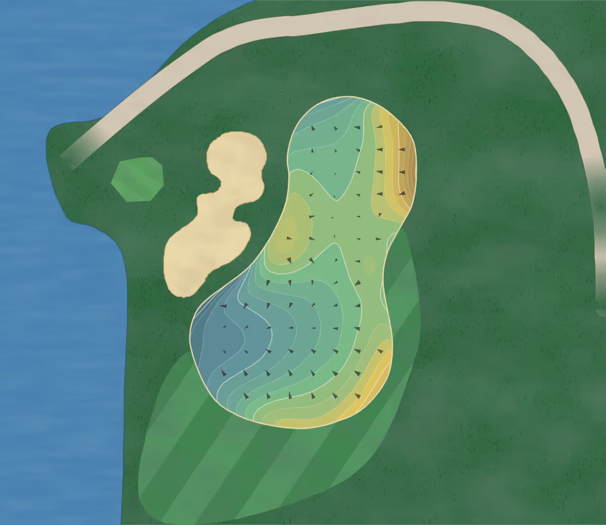 Green contour map of Dallas Athletic Club in Dallas, Texas — 493 elevation contours at a 3-inch interval with fall-line arrows, traced from 1-meter lidar