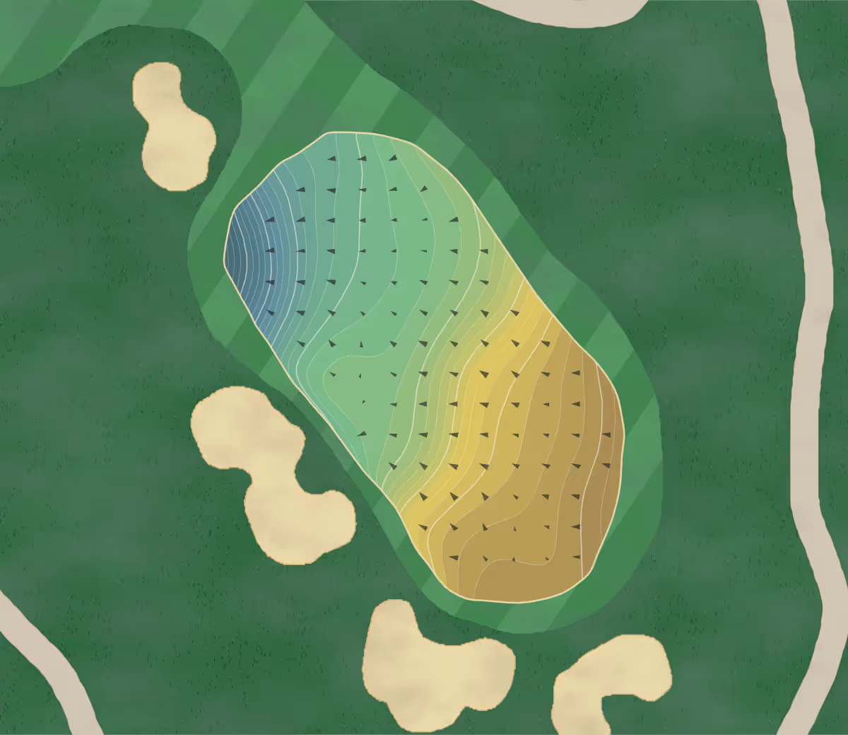 Green contour map of Dallas National in Dallas, Texas — 403 elevation contours at a 3-inch interval with fall-line arrows, traced from 1-meter lidar
