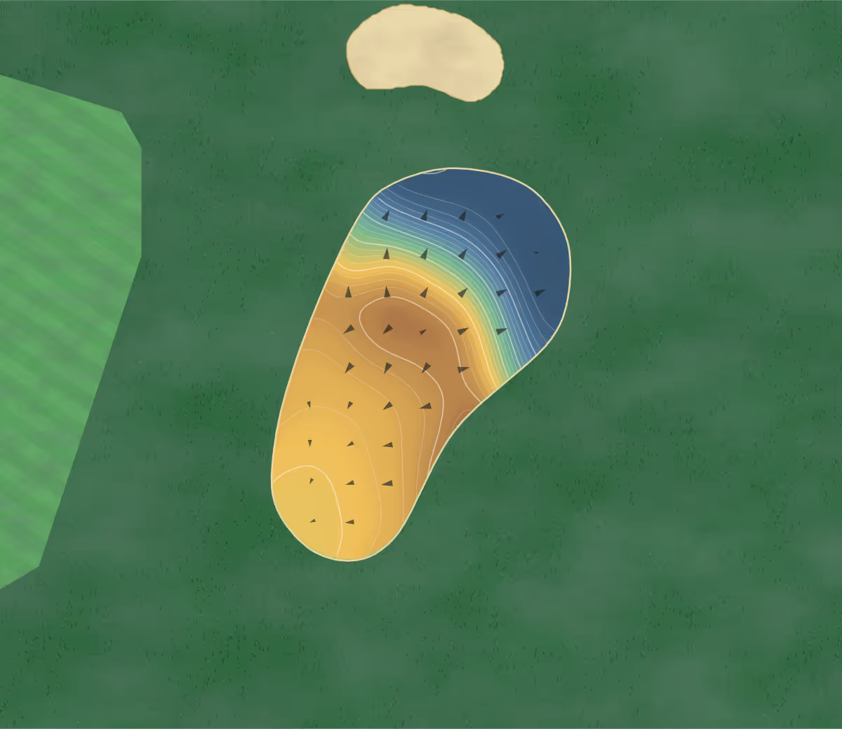 Green contour map of Dalton Ranch in Durango, Colorado: 111 elevation contours at a 3-inch interval with fall-line arrows, traced from 1-meter lidar