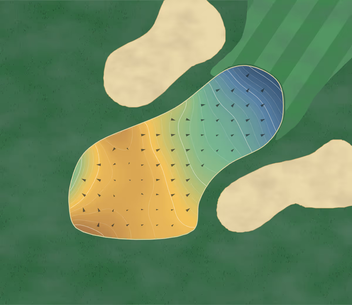 Green contour map of Danville GC in Danville, Virginia: 252 elevation contours at a 3-inch interval with fall-line arrows, traced from 1-meter lidar