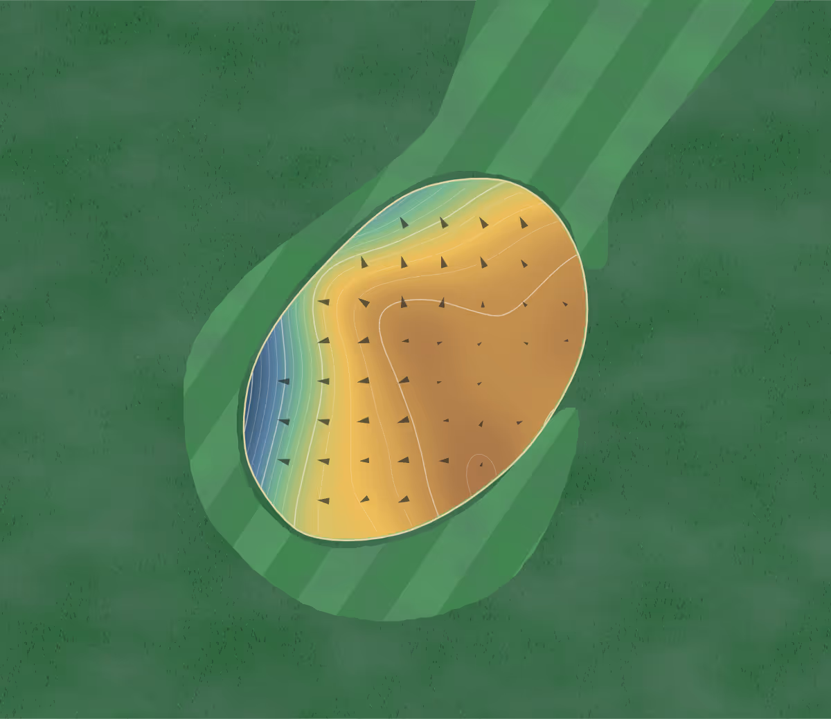 Green contour map of Daviess County in Gallatin, Missouri: 91 elevation contours at a 3-inch interval with fall-line arrows, traced from 1-meter lidar