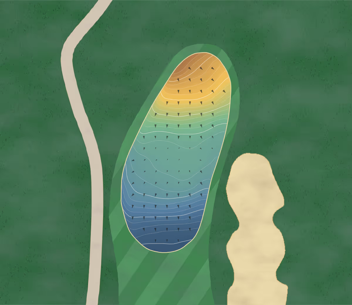 Green contour map of Deep Springs in Madison, North Carolina — 232 elevation contours at a 3-inch interval with fall-line arrows, traced from 1-meter lidar