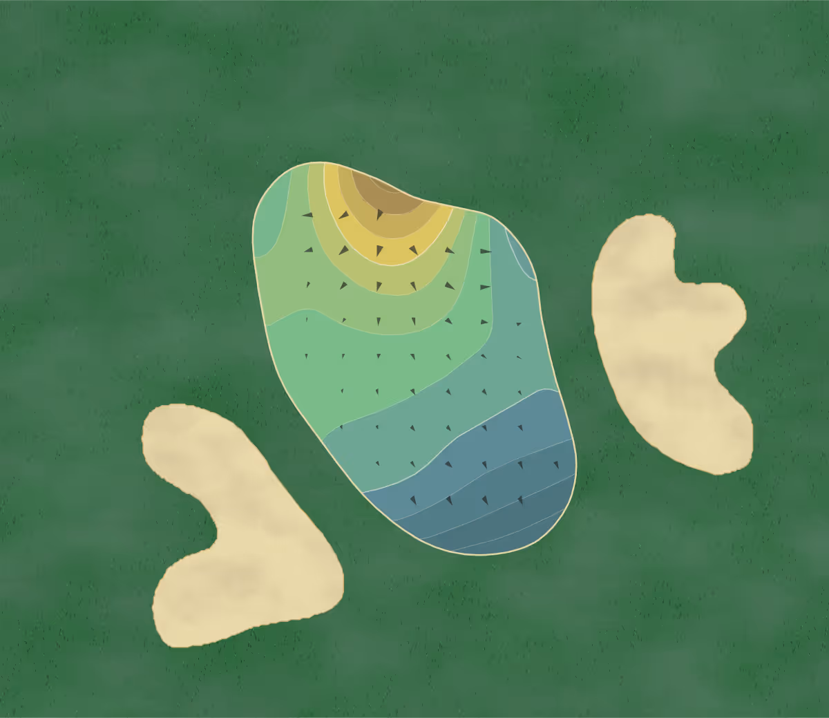 Green contour map of Deer Creek in Mount Sterling, Ohio — 15 elevation contours at a 3-inch interval with fall-line arrows, traced from 1-meter lidar