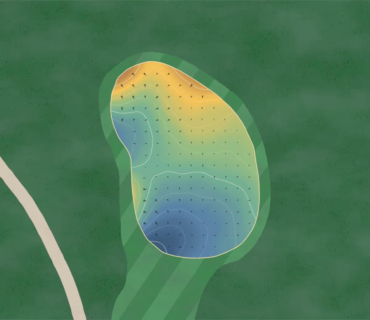 Green contour map of Deer Park in Deer Park, Washington: 177 elevation contours at a 3-inch interval with fall-line arrows, traced from 1-meter lidar