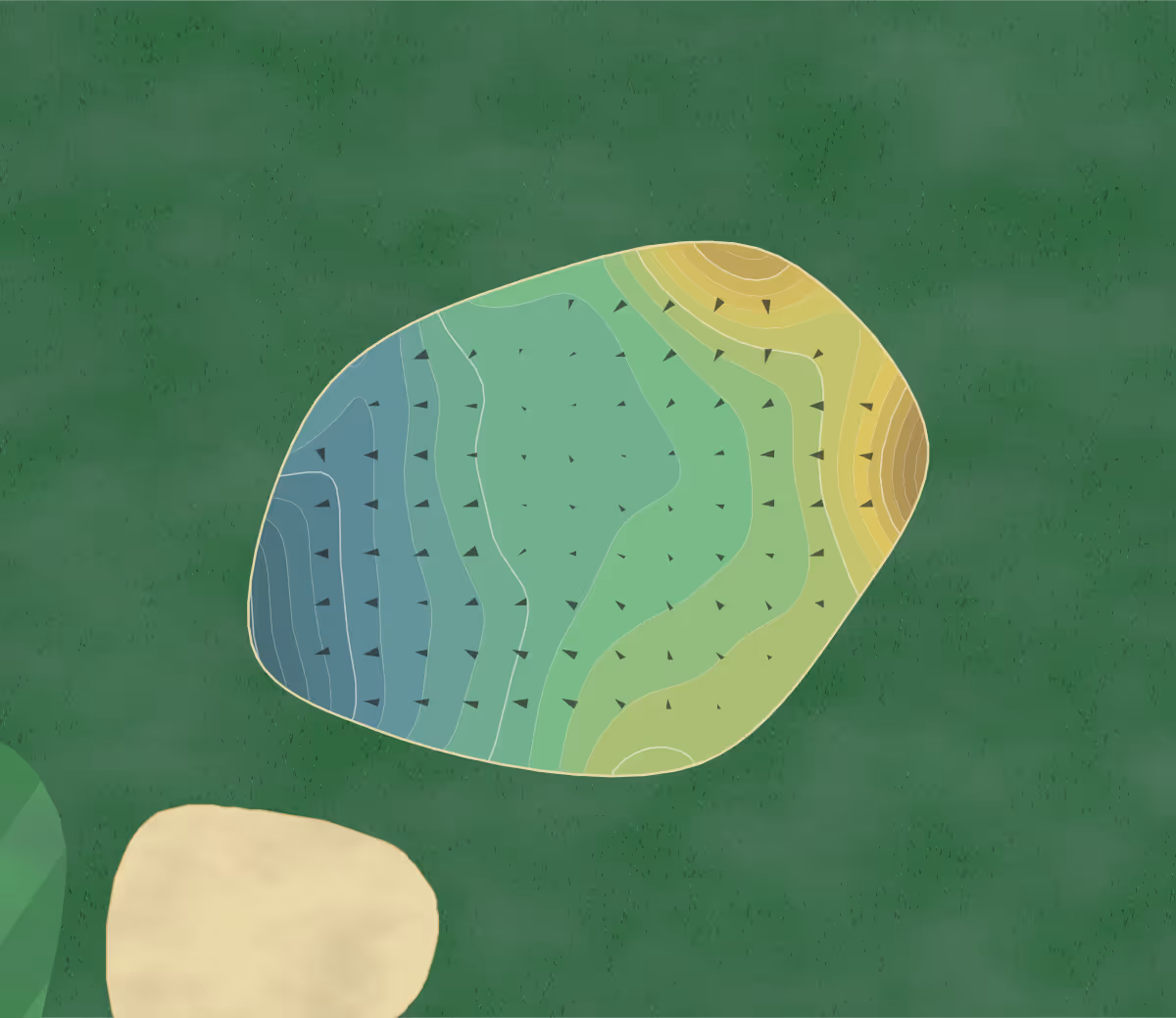 Green contour map of Deer Run in Mancelona, Michigan — 193 elevation contours at a 3-inch interval with fall-line arrows, traced from 1-meter lidar