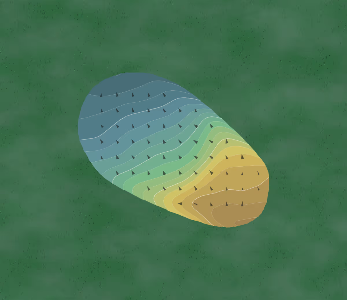 Green contour map of Deer Run Golf Course in Lowell, Michigan — 113 elevation contours at a 3-inch interval with fall-line arrows, traced from 1-meter lidar