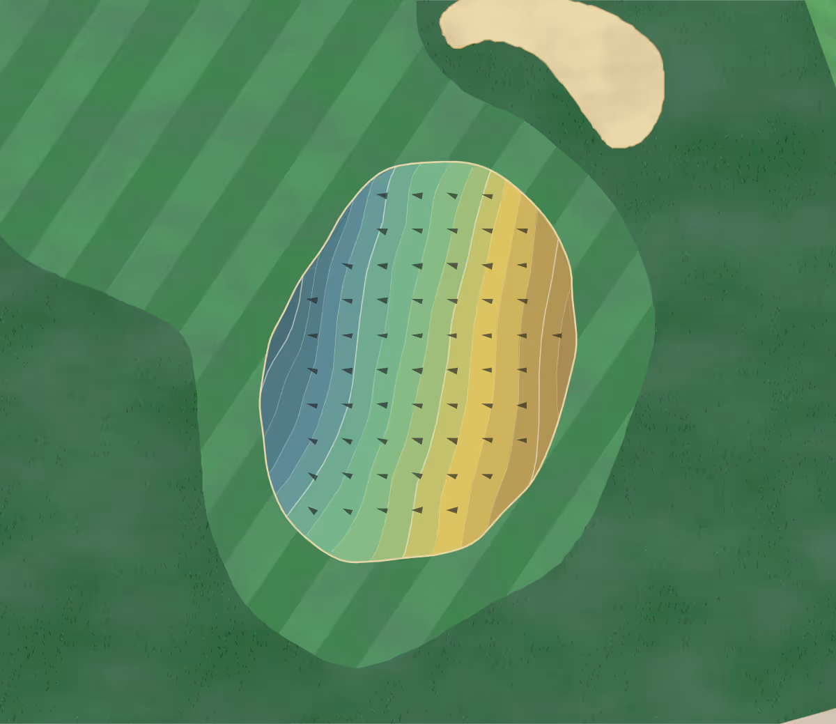Green contour map of Deer Run in Lincoln Park, New Jersey — 92 elevation contours at a 3-inch interval with fall-line arrows, traced from 1-meter lidar