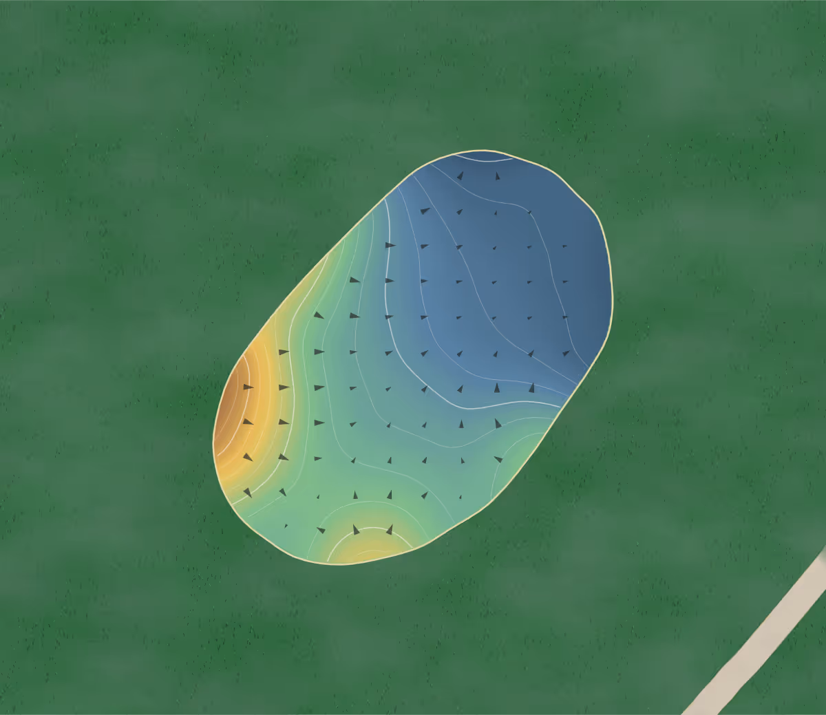 Green contour map of Deer Valley in Sun City West, Arizona — 169 elevation contours at a 3-inch interval with fall-line arrows, traced from 1-meter lidar