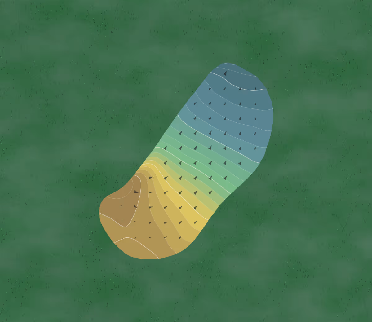 Green contour map of Desert Hills in Green Valley, Arizona — 230 elevation contours at a 3-inch interval with fall-line arrows, traced from 1-meter lidar