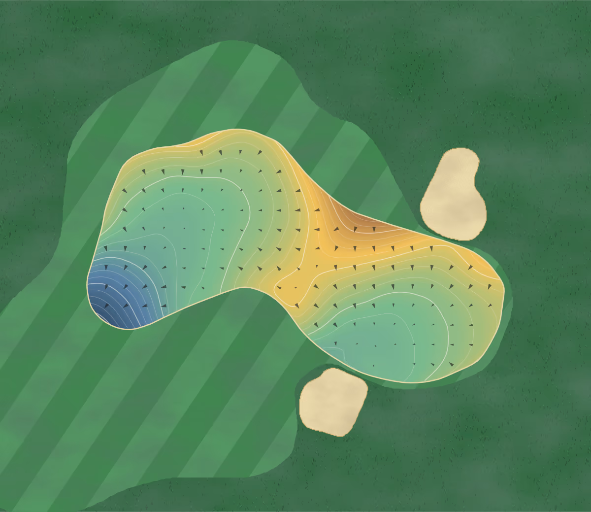 Green contour map of Cochise in Scottsdale, Arizona: 253 elevation contours at a 3-inch interval with fall-line arrows, traced from 1-meter lidar
