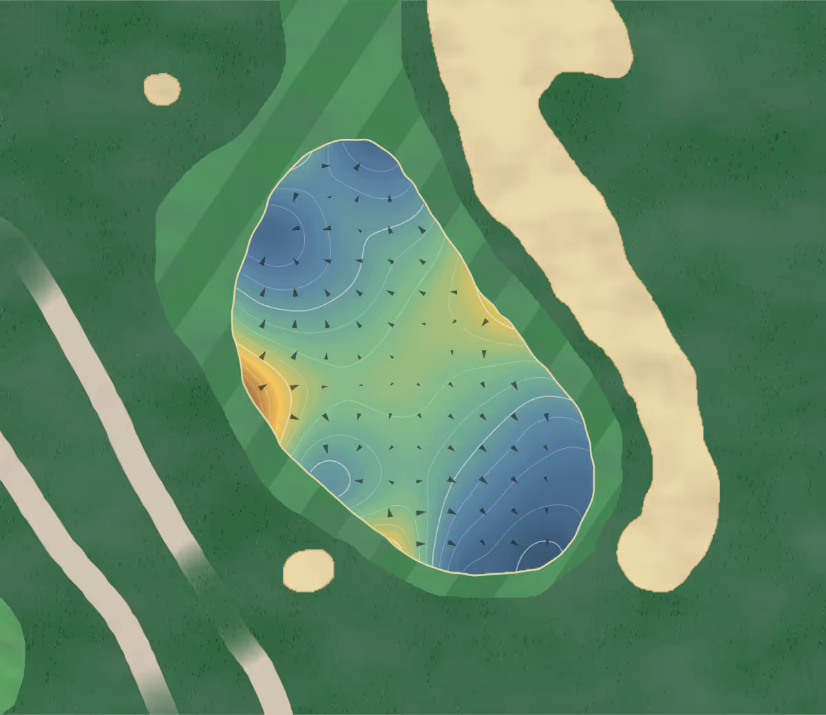 Green contour map of Desert Pines in Las Vegas, Nevada — 201 elevation contours at a 3-inch interval with fall-line arrows, traced from 1-meter lidar