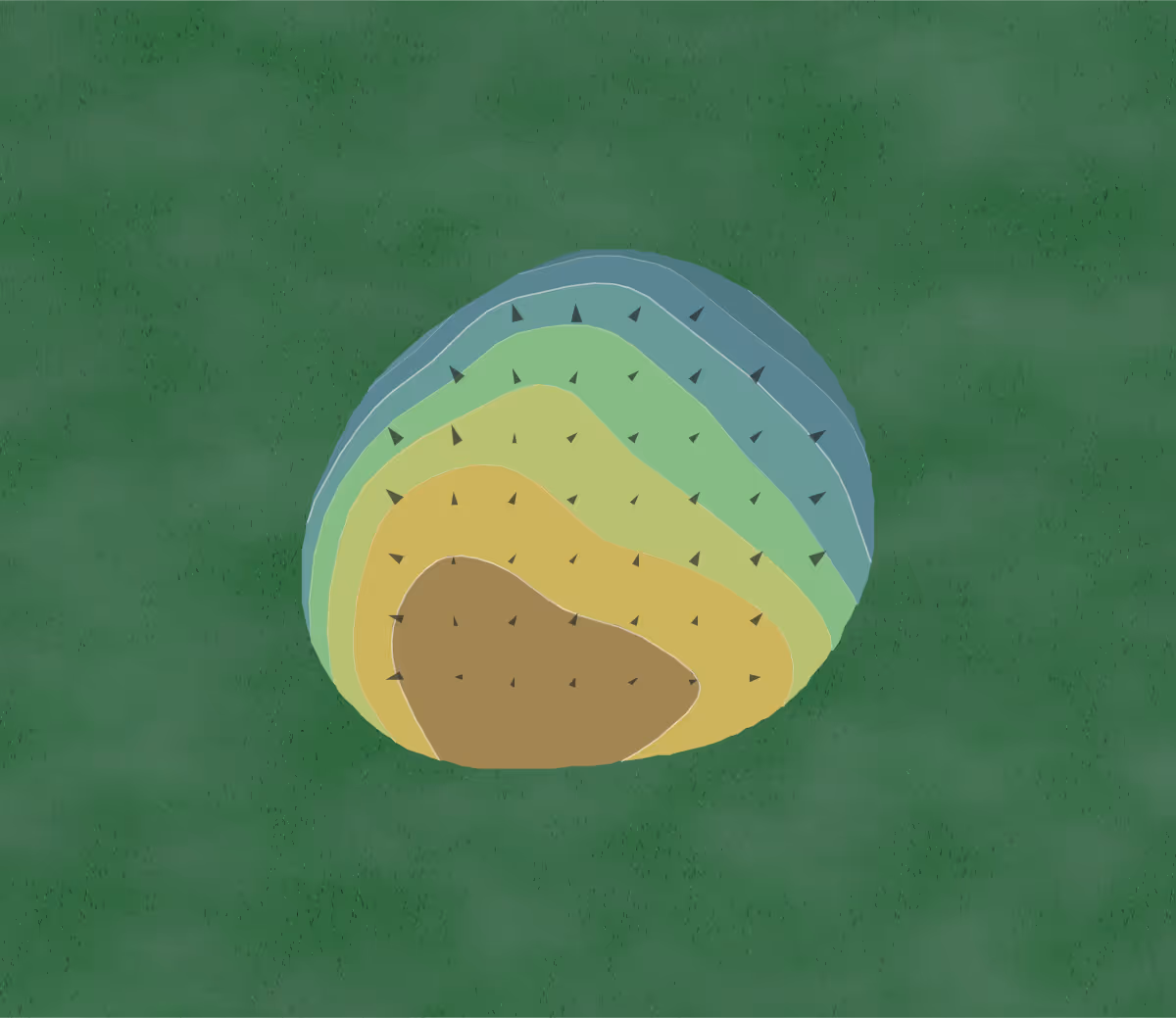 Green contour map of Desert Trail Rv Resort and Golf Course in El Centro, California — 57 elevation contours at a 3-inch interval with fall-line arrows, traced from 1-meter lidar
