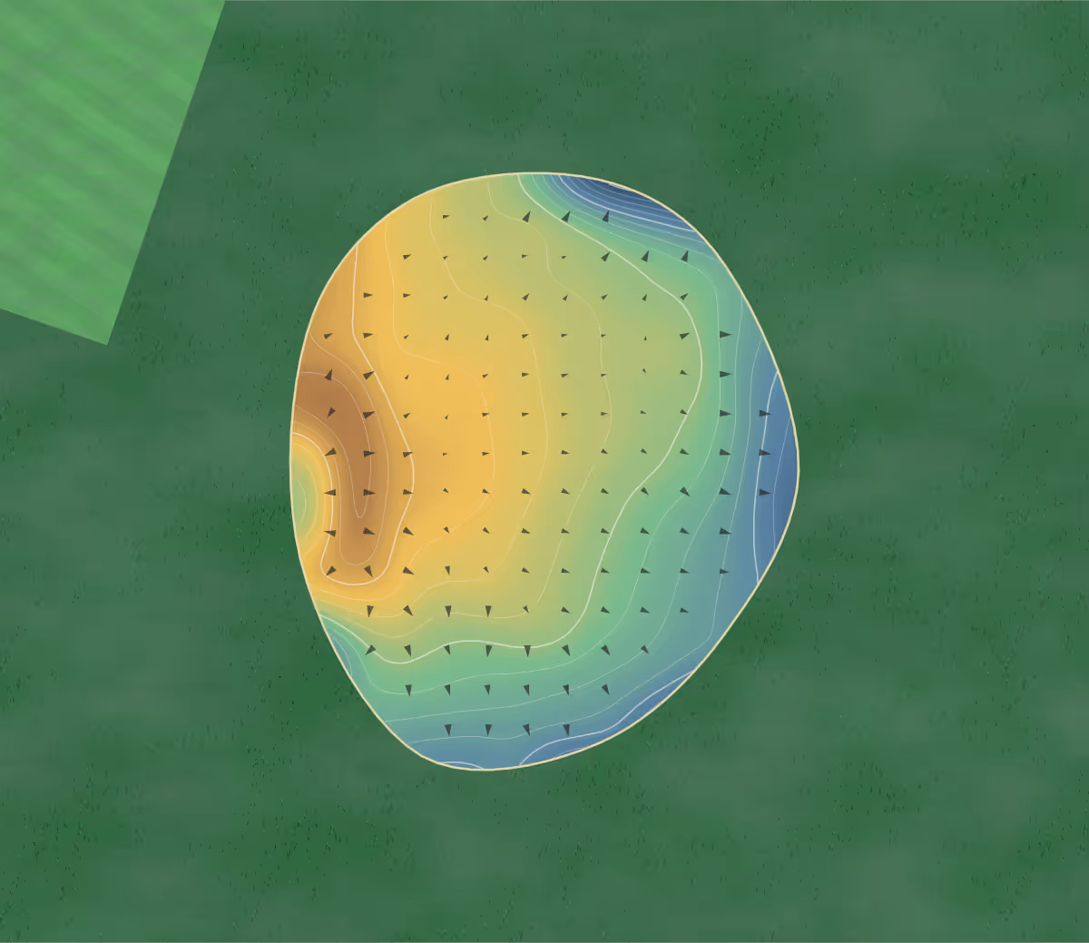 Green contour map of Desert Winds in Twentynine Palms, California — 130 elevation contours at a 3-inch interval with fall-line arrows, traced from 1-meter lidar