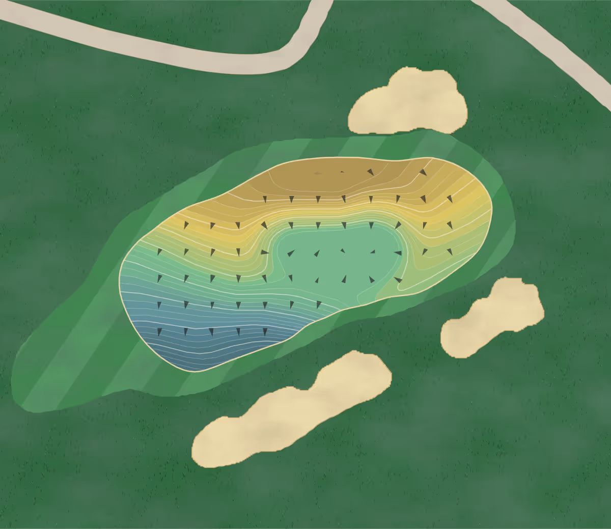 Green contour map of Diablo in Diablo, California — 247 elevation contours at a 3-inch interval with fall-line arrows, traced from 1-meter lidar