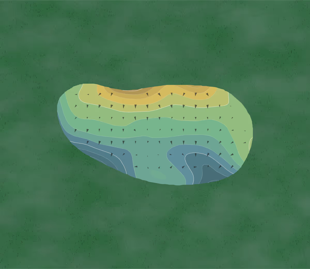 Green contour map of Diamond Back Golf Course in Canfield, Ohio — 67 elevation contours at a 3-inch interval with fall-line arrows, traced from 1-meter lidar