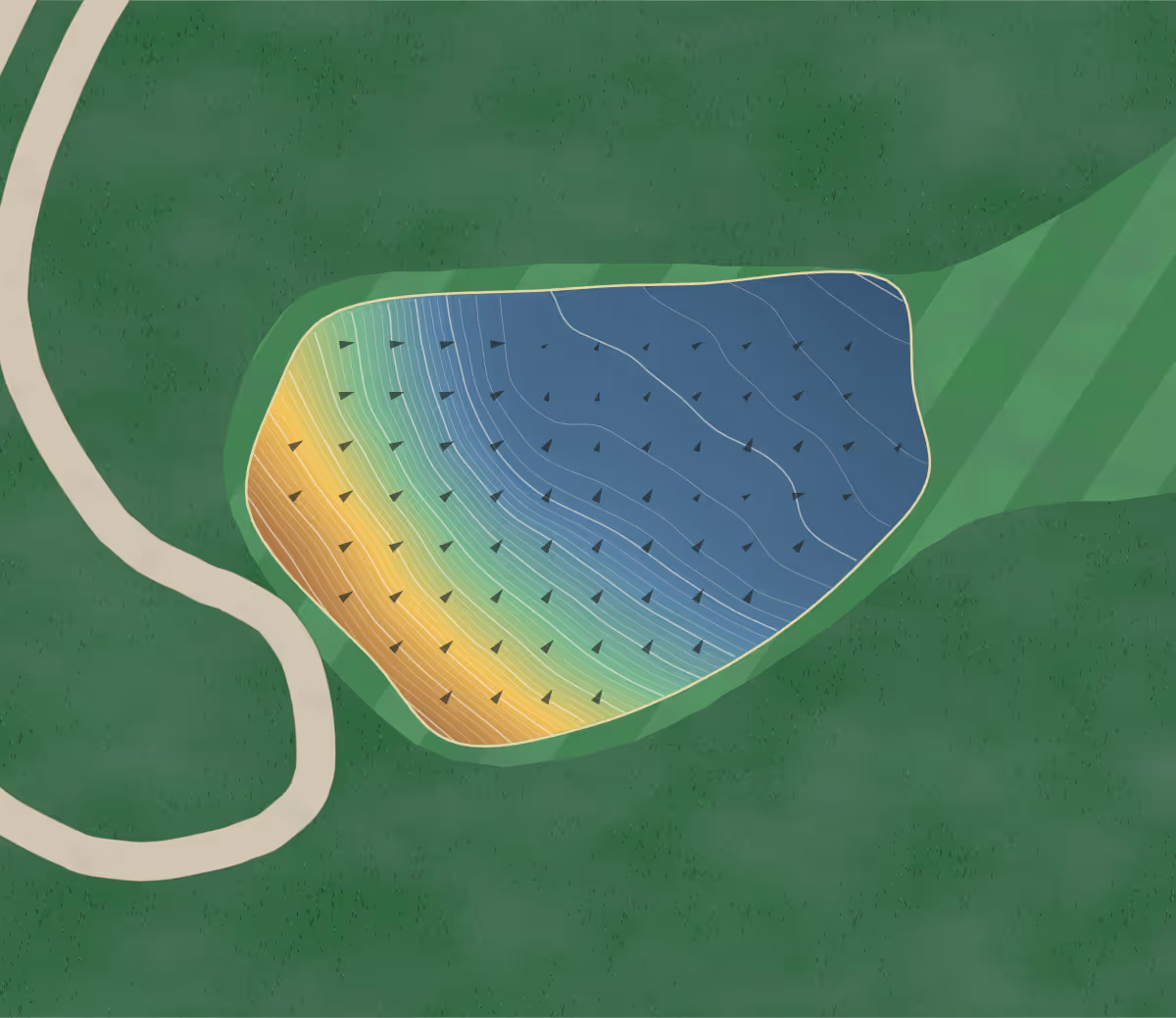 Green contour map of Diamond Woods in Monroe, Oregon — 229 elevation contours at a 3-inch interval with fall-line arrows, traced from 1-meter lidar
