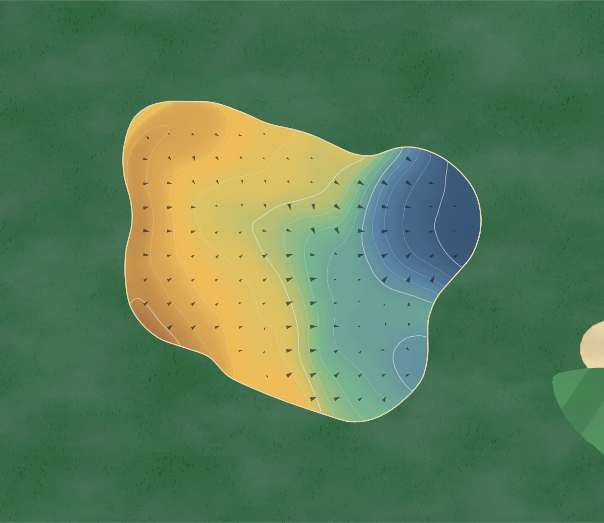 Green contour map of Diamondback in Abilene, Texas: 204 elevation contours at a 3-inch interval with fall-line arrows, traced from 1-meter lidar