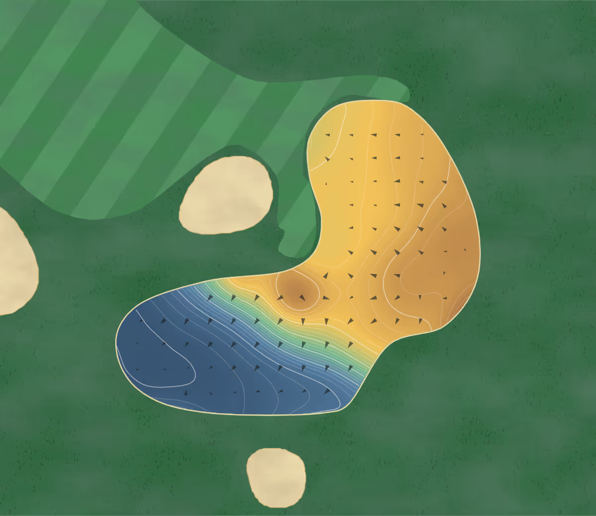 Green contour map of Gold Canyon in Gold Canyon, Arizona: 409 elevation contours at a 3-inch interval with fall-line arrows, traced from 1-meter lidar
