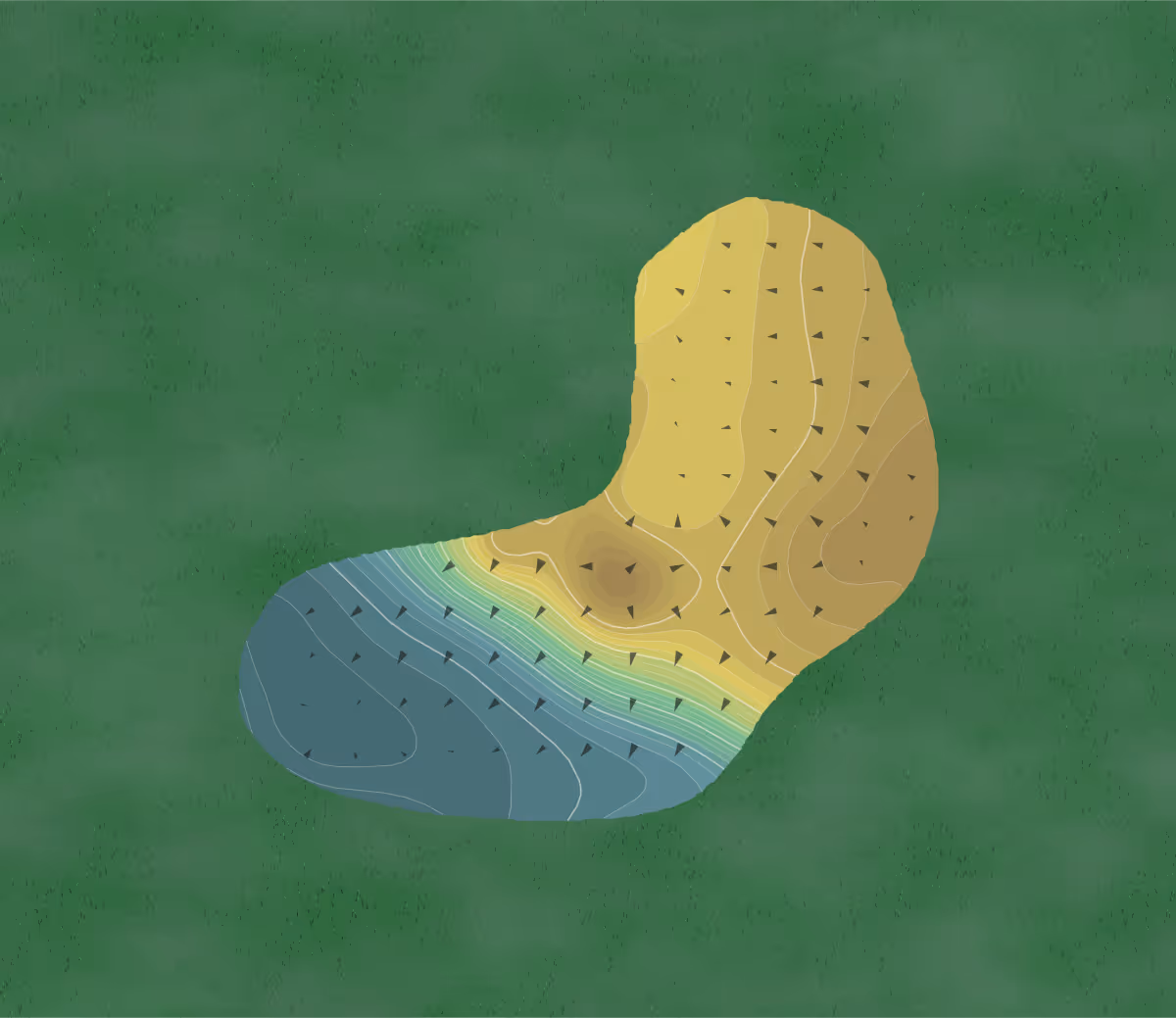 Green contour map of Gold Canyon in Gold Canyon, Arizona — 243 elevation contours at a 3-inch interval with fall-line arrows, traced from 1-meter lidar